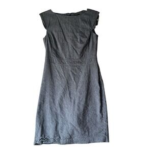 Ann Taylor Chambray Denim Cap Sleeve Sheath Midi Dress Size 2 Career‎ Linen
